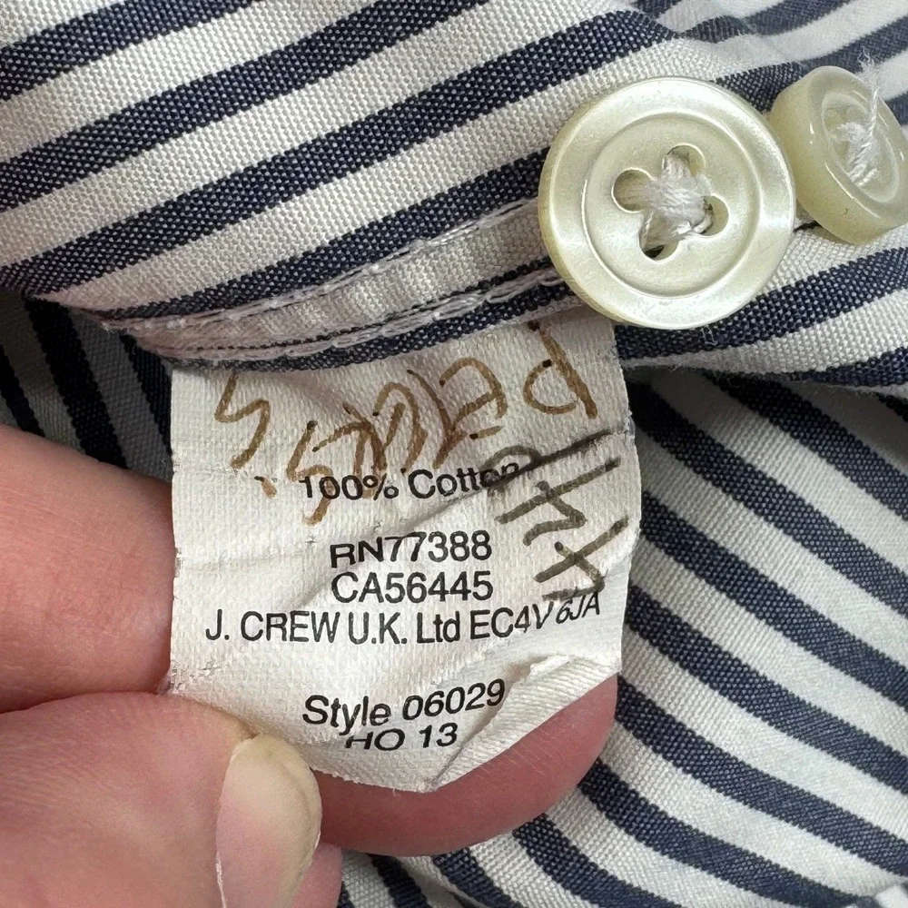 J Crew Men's Thompson Shirtings Dress Shirt 80's 2-Ply L(16-16 1/2) Navy Gingham